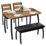 Garvee Ensemble de table à manger 4 pièces industriel moderne avec banc rembourré et 2 chaises bois métal pour appartement gain de place - Finition rétro