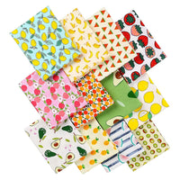 Garvee Lot de 12 pièces de tissu patchwork à motifs de fruits, en coton, pour la couture et les loisirs créatifs, usage polyvalent