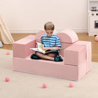 Canapé de jeu pour enfants Garvee, 6 pièces, modulaire, rose, housse en microfibre douce, pour salle de jeux, 100 x 50 x 40 cm
