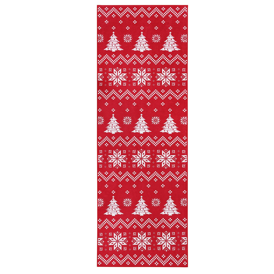 Garvee Kerst Sneeuwvlok Tapis d'intérieur lavable antidérapant Rouge Décor 60 x 180 cm Salon Couloir