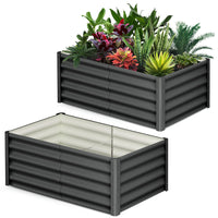 Jardinière surélevée galvanisée Garvee 182 x 91 x 46 cm (6 x 3 x 1,5 pi) - Construction robuste en acier - Protection antirouille - Fond ouvert - Coins de sécurité
