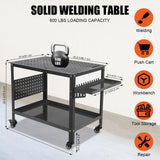 Garvee table de soudage 91 × 61 cm, acier robuste avec roues verrouillables et rangement atelier mobile polyvalent noir