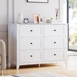 Garvee commode blanche 6 tiroirs bois MDF résistante et stable avec sécurité anti-basculement pour chambre et salon - Blanc