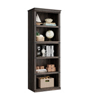 Garvee bibliothèque haute 62 × 32 × 171 cm, 5 niveaux ouverts, finition noire, style campagne