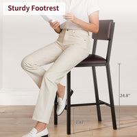 Garvee Ensemble de 4 tabourets de bar , revêtement en similicuir, ergonomiques et stables, structure en MDF et acier, repose-pieds et dossier, marron foncé, pour cuisine et bar
