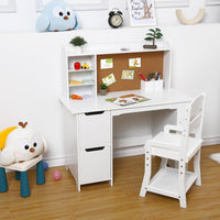Ensemble bureau et chaise en bois Garvee pour enfants, avec étagère et tableau d'affichage, pour garçons et filles de 3 à 8 ans. Pratique et robuste, idéal pour apprendre et jouer.