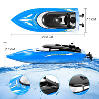 Garvee lot de 2 bateaux radiocommandés, vitesse 10 km/h, plastique ABS, 4 batteries, bleus, pour piscines et lacs