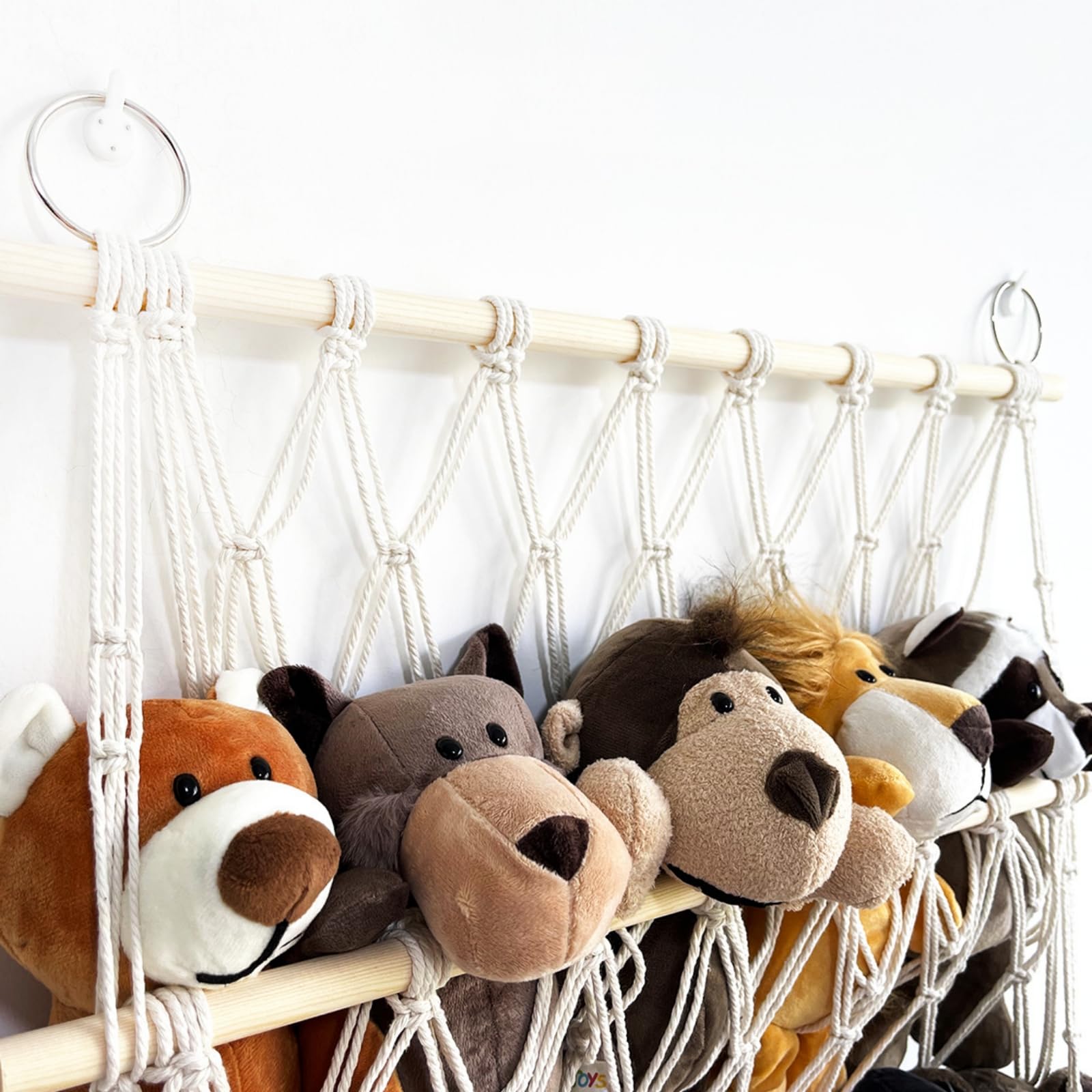 Garvee Étagère à peluches à 4 niveaux, organisateur de jouets suspendu pour chambre d'enfant, 105 x 52 cm, blanc