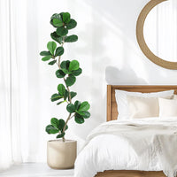 Garvee Ficus Lyrata Artificiel 180 cm, Plante Réaliste Résistante aux UV pour Intérieur et Extérieur, Maison et Bureau, Vert