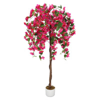 Bougainvillier artificiel Garvee de 1,5 m avec 168 fleurs rouges, tronc naturel, pot stable pour salon et bureau, rouge, polyester