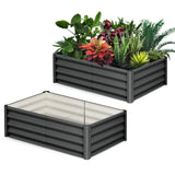Garvee Potager surélevé galvanisé 180 × 90 × 30 cm, en acier, antirouille, avec rebord de sécurité, idéal pour le jardin et la terrasse, durable et facile à monter - Gris foncé