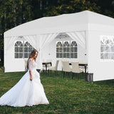 Garvee Barnum pliant 3 × 6 m blanc, imperméable, structure en acier, 6 parois latérales, protection UV 50+ pour jardin et événements - Blanc