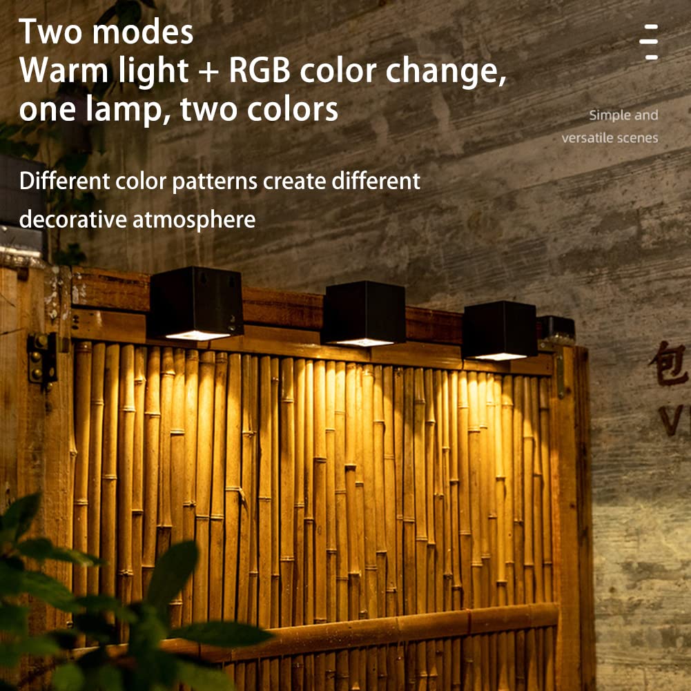 Applique solaire murale Garvee à couleurs changeantes, étanche IP65, boîtier en aluminium, lumière RGB et chaude pour jardin et terrasse, sans fil
