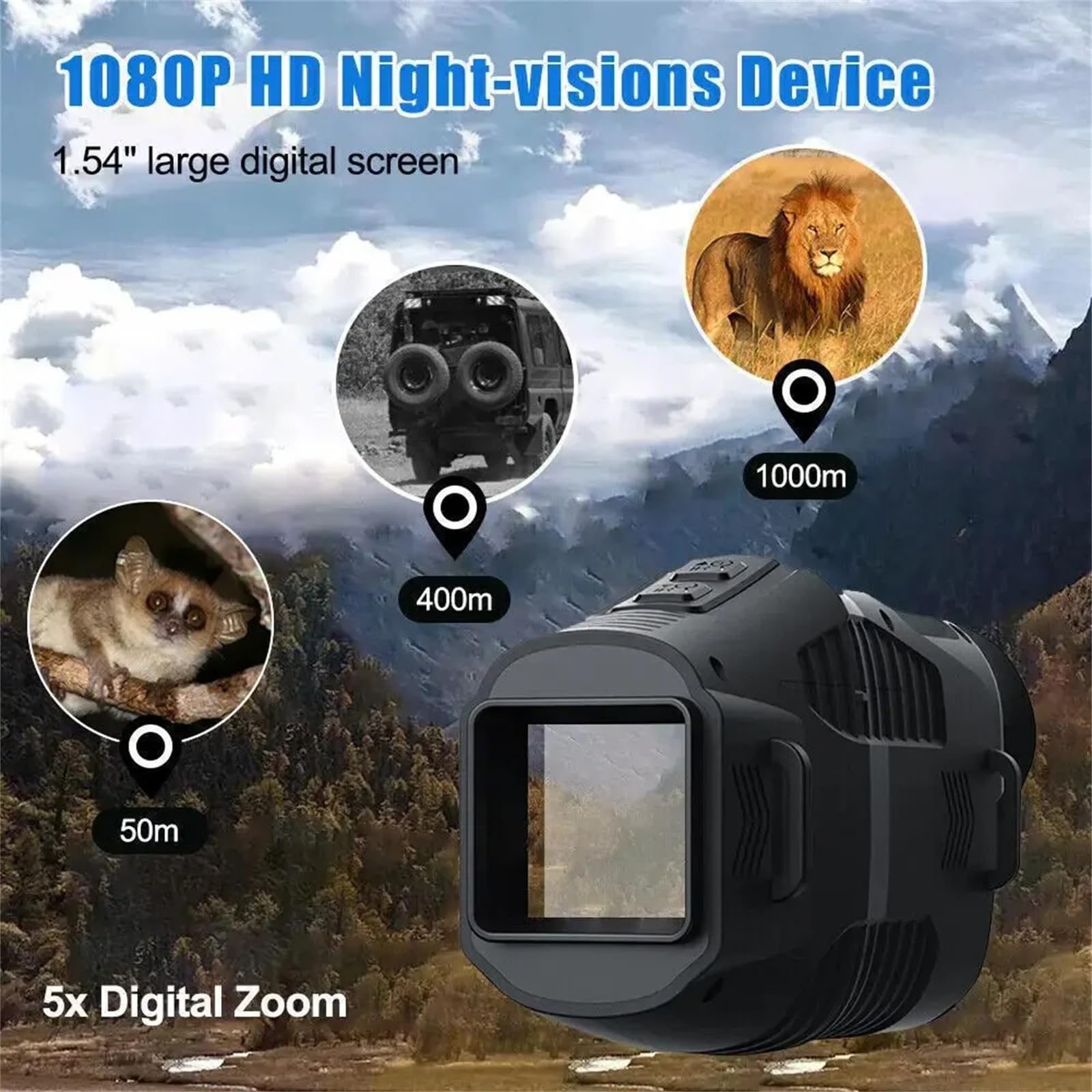 Monoculaire Garvee avec zoom numérique 5x et illuminateur infrarouge pour l'observation nocturne. Compact, robuste et de qualité HD.