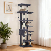 Arbre à chat Garvee pour grands chats, 188 cm, avec 11 poteaux à griffer, hamac, structure en bois robuste, mobilier d'intérieur pour chat de salon