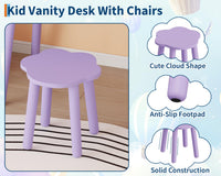 Ensemble coiffeuse pour enfants Garvee avec lumière LED, miroir ours, rangement, bois MDF, violet, pour chambre et salle de jeux