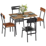 Garvee Ensemble de table à manger 5 pièces bois MDF et 4 chaises PU confortables et cadre métal robuste pour appartement et salle à manger marron