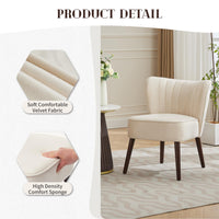 Fauteuil de salon moderne Garvee en velours, pieds réglables, dossier ergonomique, pieds en bois, beige, pour salle à manger ou chambre.