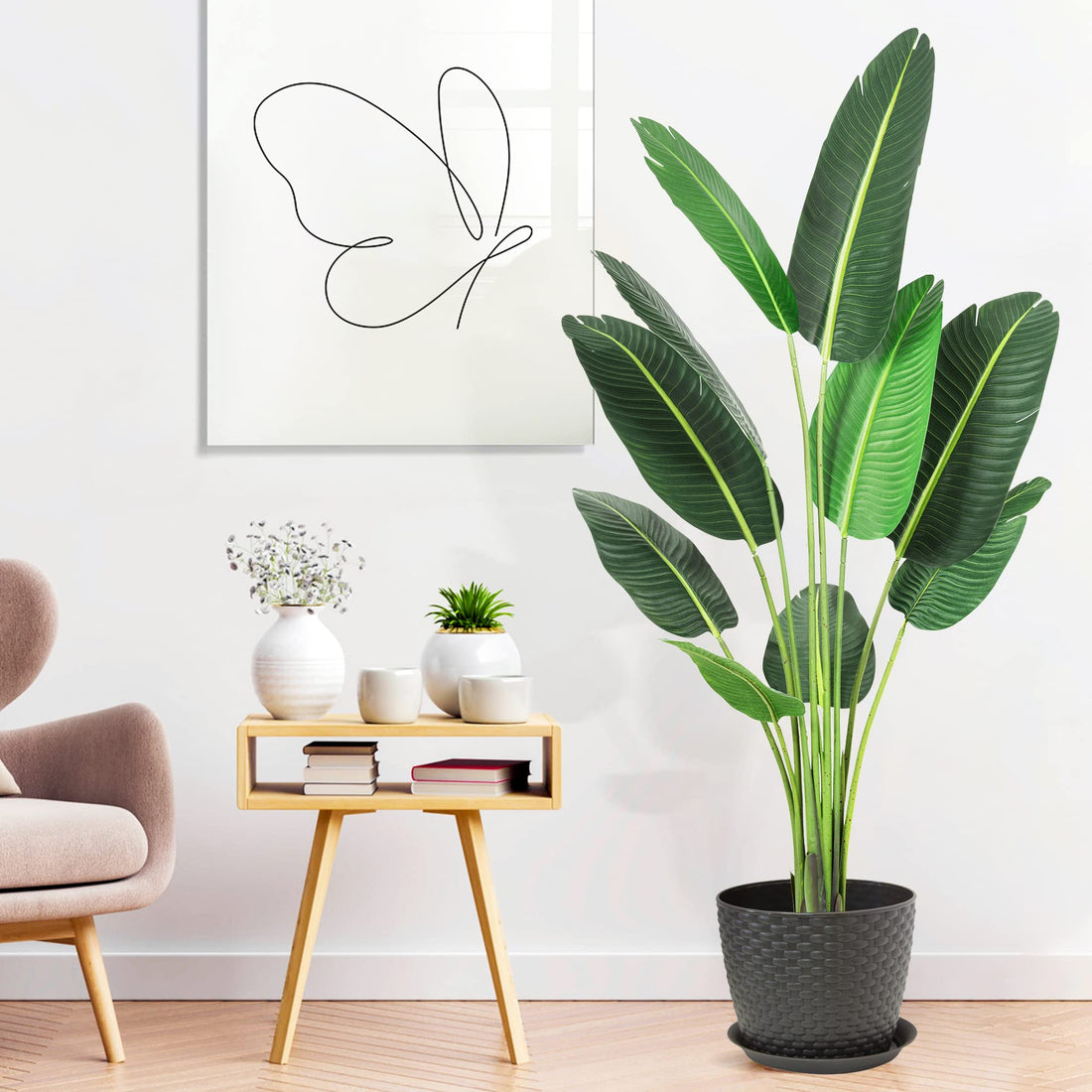Garvee Oiseau de Paradis Artificiel 152 cm, 10 Troncs Ajustables, Plante Réaliste avec Pot Stable, Intérieur et Extérieur
