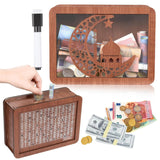 Boîte à monnaie Garvee avec feutre et compteur de pièces, étui en bois et verre pour enfants, 20 x 14,5 x 7,6 cm, durable et réutilisable