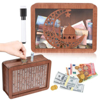 Boîte à monnaie Garvee avec feutre et compteur de pièces, étui en bois et verre pour enfants, 20 x 14,5 x 7,6 cm, durable et réutilisable