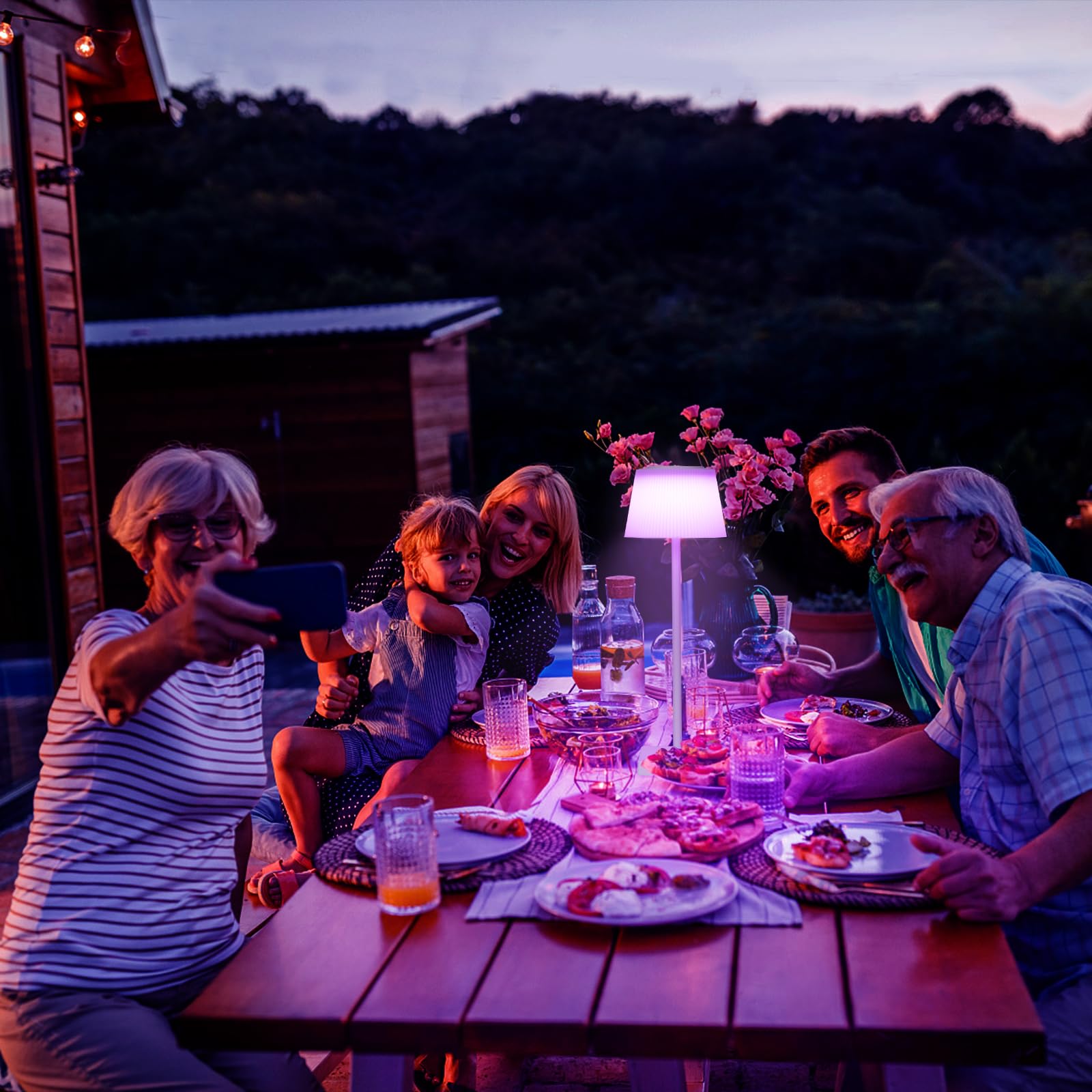 Lampe de table sans fil GARVEE à intensité variable, 8 couleurs, commande tactile, batterie 4000 mAh, étanche, idéale pour le jardin, la chambre, le balcon, l'hôtel, noir et blanc.