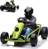 Garvee Go-kart électrique enfant 24 V vert, 2 moteurs de 300 W, mode drift, siège réglable et cadre en acier, pour 6 à 12 ans - Vert