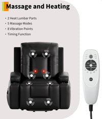 Fauteuil releveur électrique Garvee avec fonction chauffante et massante, revêtement en similicuir, pour seniors, salon, 98 x 95 x 103 cm, noir