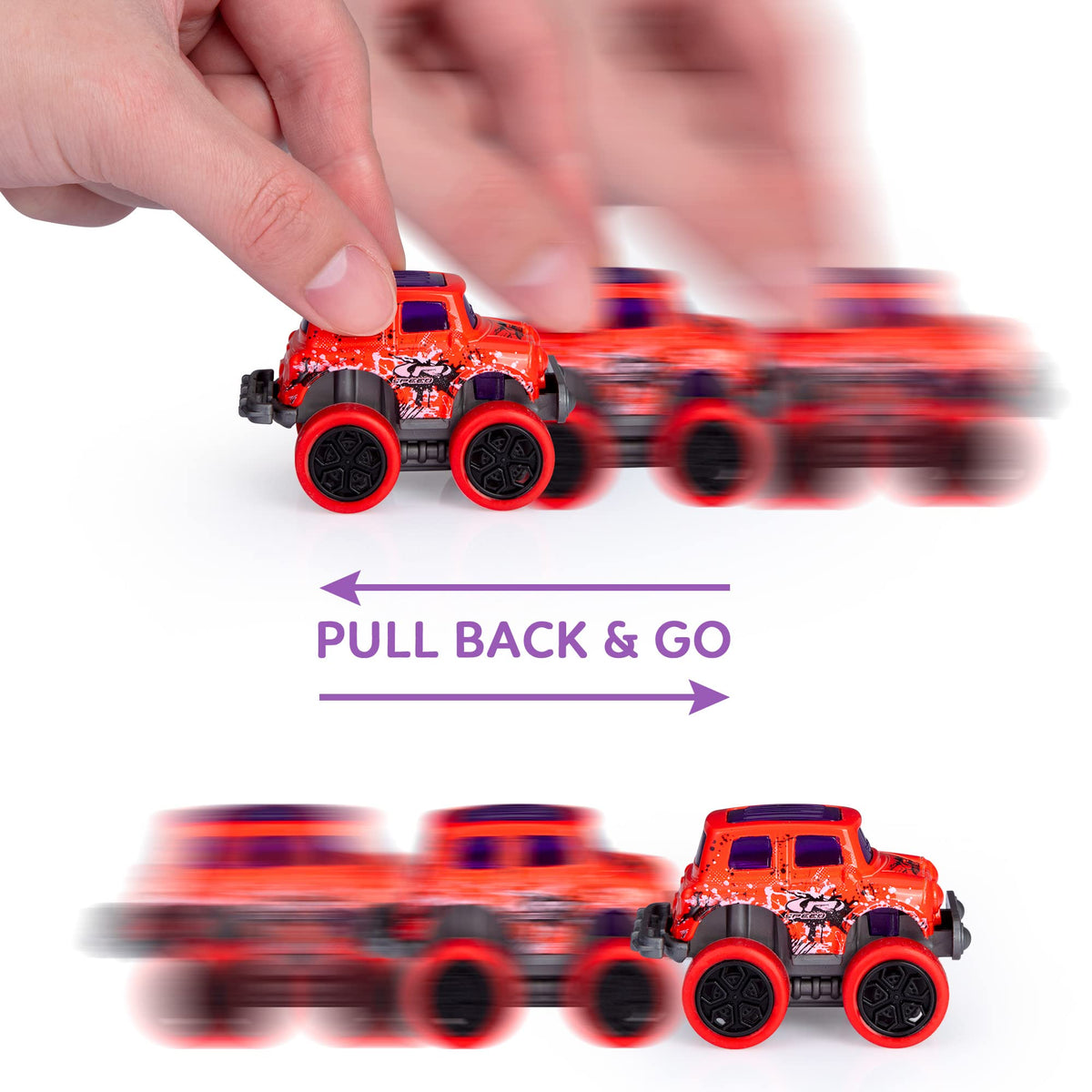 Garvee - Lot de 12 œufs de Pâques avec camions monstres à rétrofriction, motifs graffiti colorés, 7,9 cm x 5,3 cm, multicolores, idéal pour la chasse aux œufs de Pâques et les fêtes d'enfants.