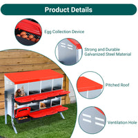 Garvee Pondoir pour Poules 6/8 Compartiments, Collecte Automatique des Œufs, Perchoir et Couvercle de Protection, Montage Mural ou Pose Libre