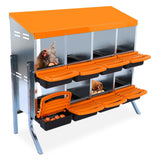 Garvee Pondoir à poules orange 8 compartiments avec pieds, acier galvanisé, ventilation et système de collecte des œufs, pour poulailler - Orange