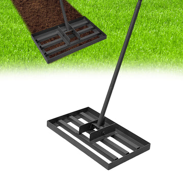 Garvee râteau de nivellement 43 × 25 cm en acier inoxydable, manche réglable, jardin et terrain de golf