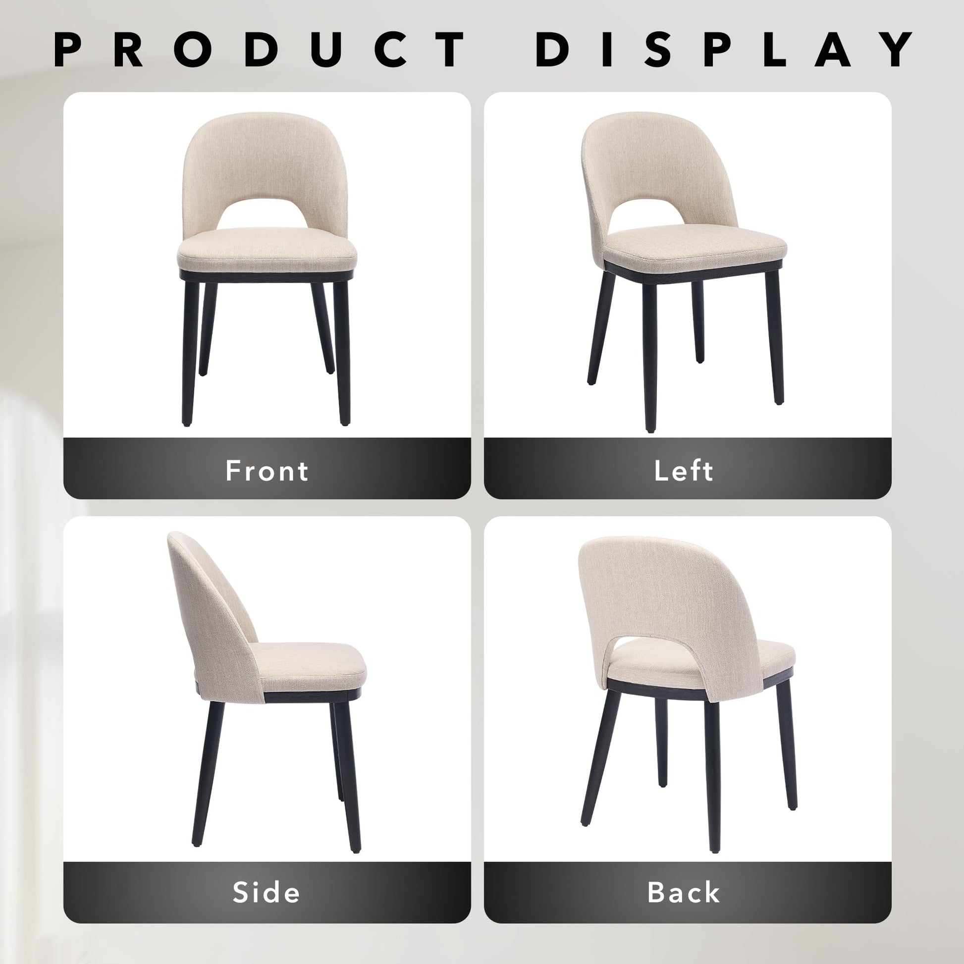 Ensemble de 2 chaises de salle à manger en bois Garvee, style moderne, rembourrées, dossier haut, revêtement en tissu, robustes et confortables, beige, pour cuisine et café, 46 cm (P) x 52 cm (L) x 78 cm (H)