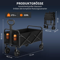 Garvee Chariot de Plage Pliable Tout-Terrain, Roues Larges et Grande Capacité, pour Camping, Pêche, Jardin et Charges Lourdes