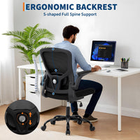 Garvee Chaise de bureau ergonomique en maille avec accoudoirs 2D et soutien lombaire, pivotante à 360°, supporte jusqu'à 159kg, noire