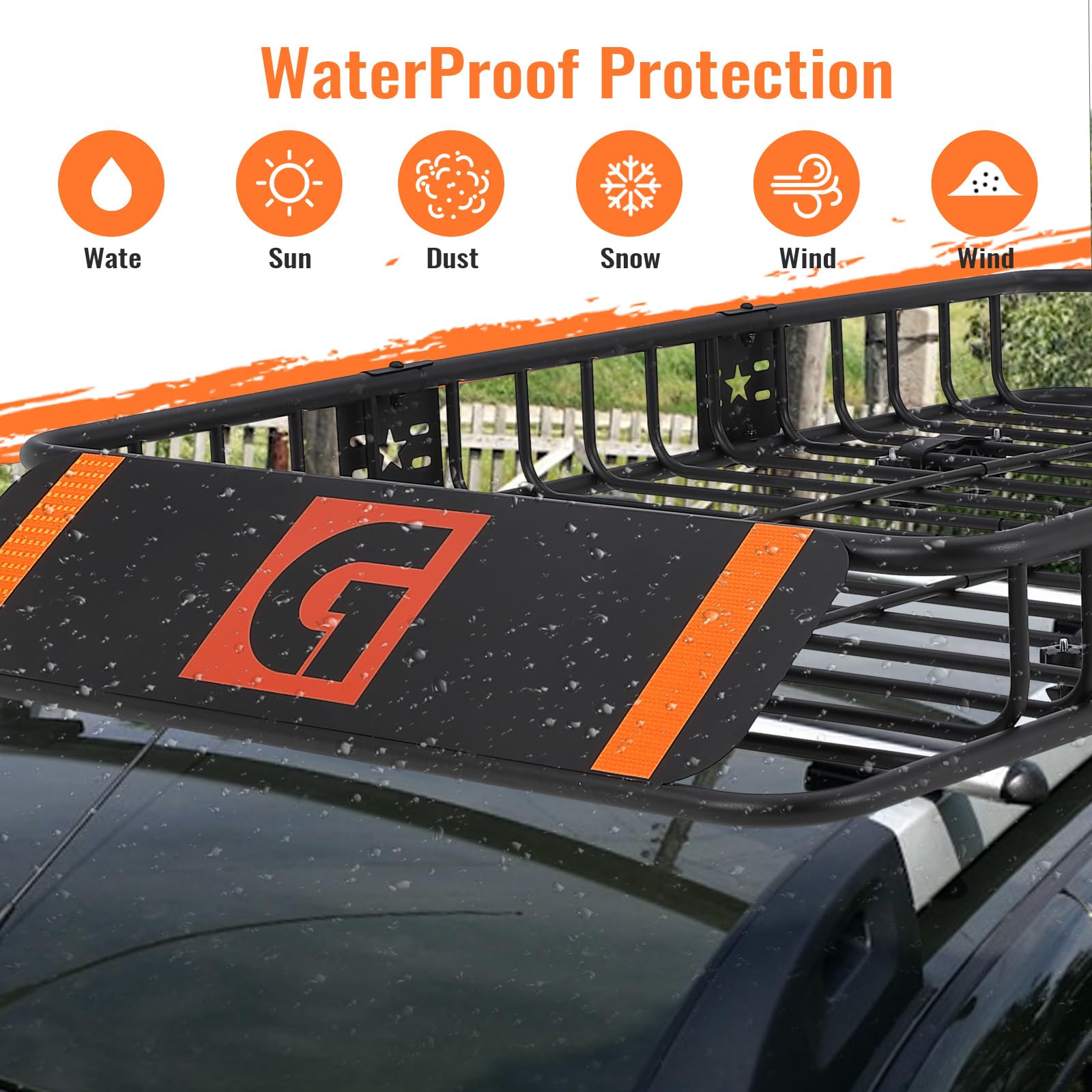 Galerie de toit Garvee 64 x 39 pouces en acier antirouille pour voiture et SUV, camping et voyages, extensible jusqu'à 200 lb
