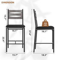 Ensemble de 2 tabourets de bar Garvee, en bois et similicuir, ergonomiques, avec dossier et repose-pieds, pour îlot de cuisine et appartement, 40 cm, noir.
