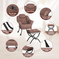 Fauteuil de lecture ergonomique Garvee Lazy Chair avec repose-pieds, pliable, garnissage en coton PP, housse amovible et lavable, design moderne et confortable, gris.