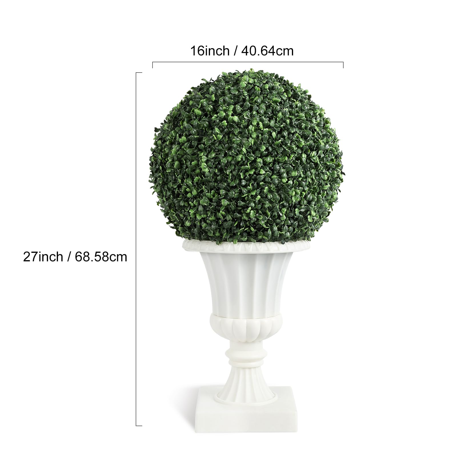 Boules de buis artificiel Garvee de 40 cm (16 pouces), résistantes aux UV et imperméables, avec pot robuste, pour jardin et entrée, vertes, lot de 2