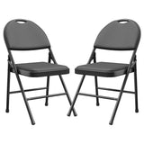 Ensemble de 2 chaises pliantes Garvee, en métal, pieds antidérapants, assise en PU, empilables, pour une utilisation intérieure et extérieure, idéales pour les fêtes et la salle à manger. Coloris : gris foncé, beige et rouge foncé. - 