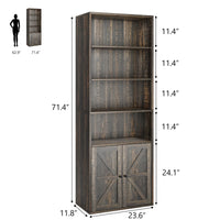 Bibliothèque Garvee avec portes, style industriel, 6 étagères, profondeur, capacité de charge 30 kg, design rustique en bois, pour bureau et salon, blanc