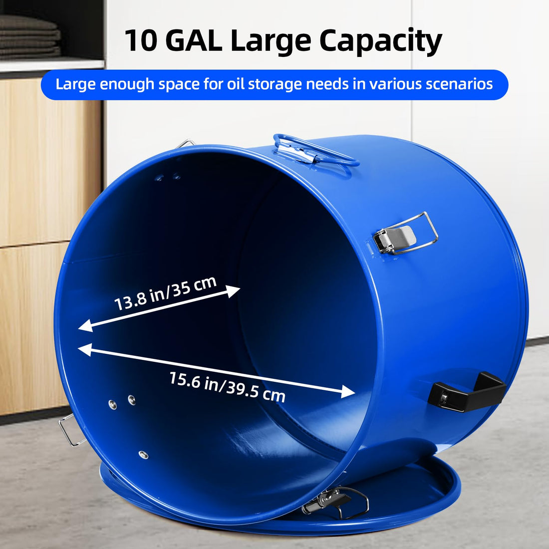 Réservoir d'huile pour friteuse Garvee 1 gallons en acier au carbone antirouille avec clips de couvercle et sac filtrant pour cuisines de restaurant 13,8 po x 15,6 po