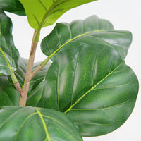 Ficus lyrata artificiel Garvee de 1,5 m avec pot en corde véritable, feuilles ajustables, base en ciment stable pour salon et bureau, vert, 1,5 mètre
