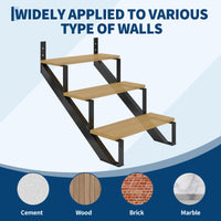 Marches d'escalier en acier Garvee, 3 marches avec renforts triangulaires, pour usage intérieur et extérieur, capacité de charge de 272 kg, revêtement en poudre