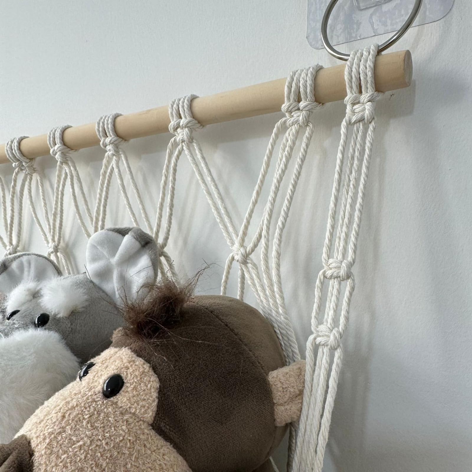 Garvee Étagère à peluches à 4 niveaux, organisateur de jouets suspendu pour chambre d'enfant, 105 x 52 cm, blanc