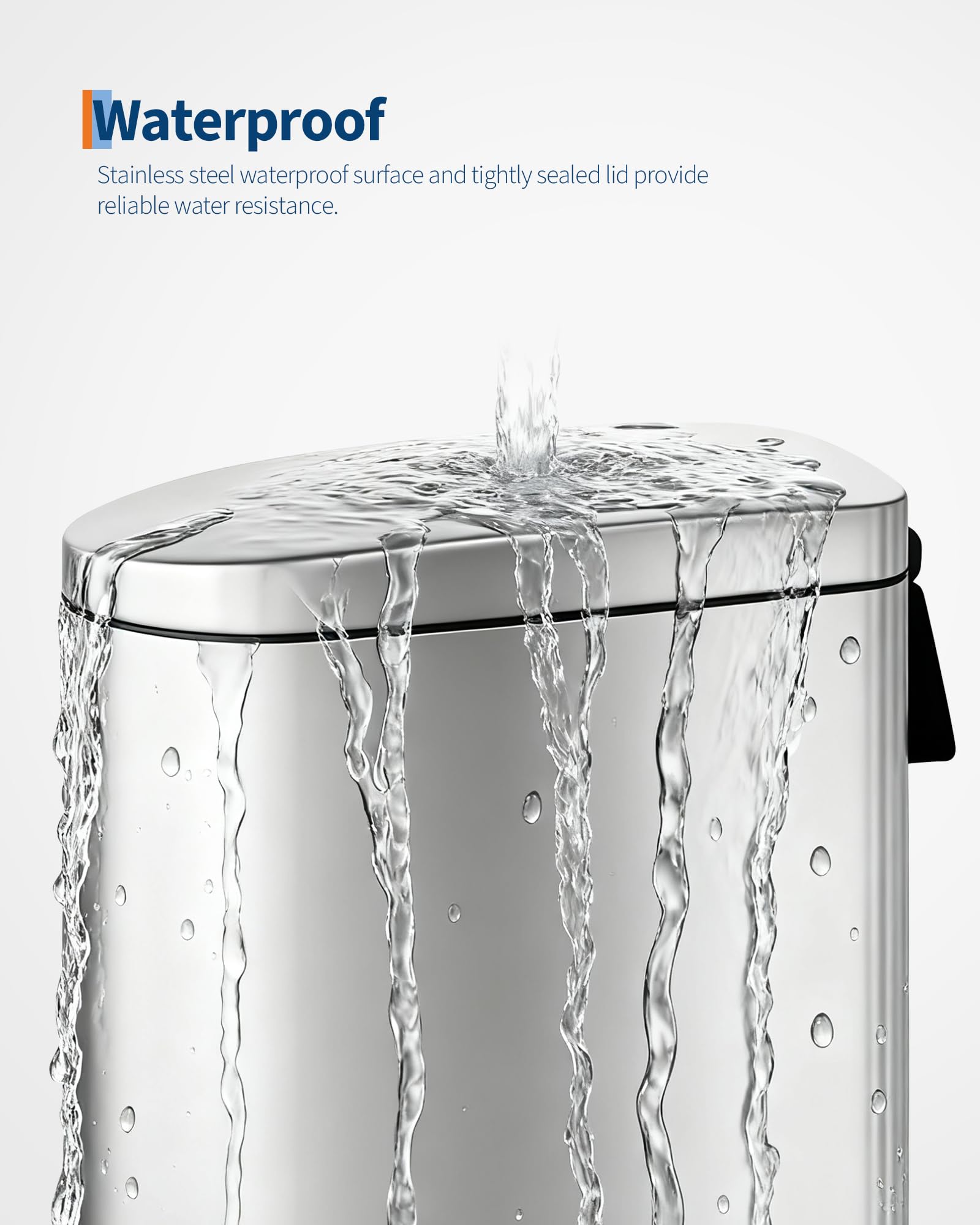 Poubelle Garvee 10 L en acier inoxydable avec couvercle à fermeture douce et bac intérieur pour salle de bain et chambre, compacte, étanche, avec poignée, argentée