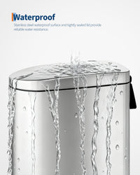 Poubelle Garvee 10 L en acier inoxydable avec couvercle à fermeture douce et bac intérieur pour salle de bain et chambre, compacte, étanche, avec poignée, argentée