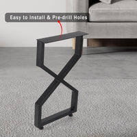 Pieds de table en métal Garvee 28 po x 17,7 po, robustes, style industriel rustique, en fer forgé, réglables, noirs