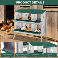 Nichoir à poules Garvee, 6 compartiments, acier galvanisé, système de roulement, ventilé, sans outil, fixation murale, poulailler, jardin