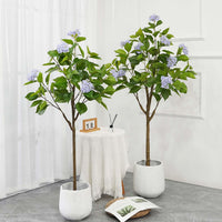 Hortensia artificiel Garvee de 120 cm avec pot moderne pour la décoration intérieure du salon ou du bureau. Réaliste, facile d'entretien, en plastique vert.